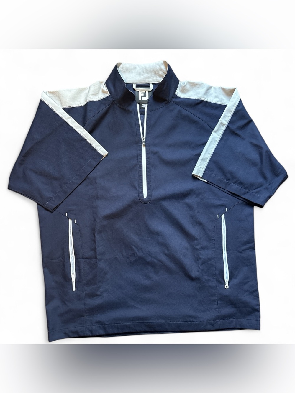 FootJoy Navy Half-Zip Golf Pullover with Light Gray Trim